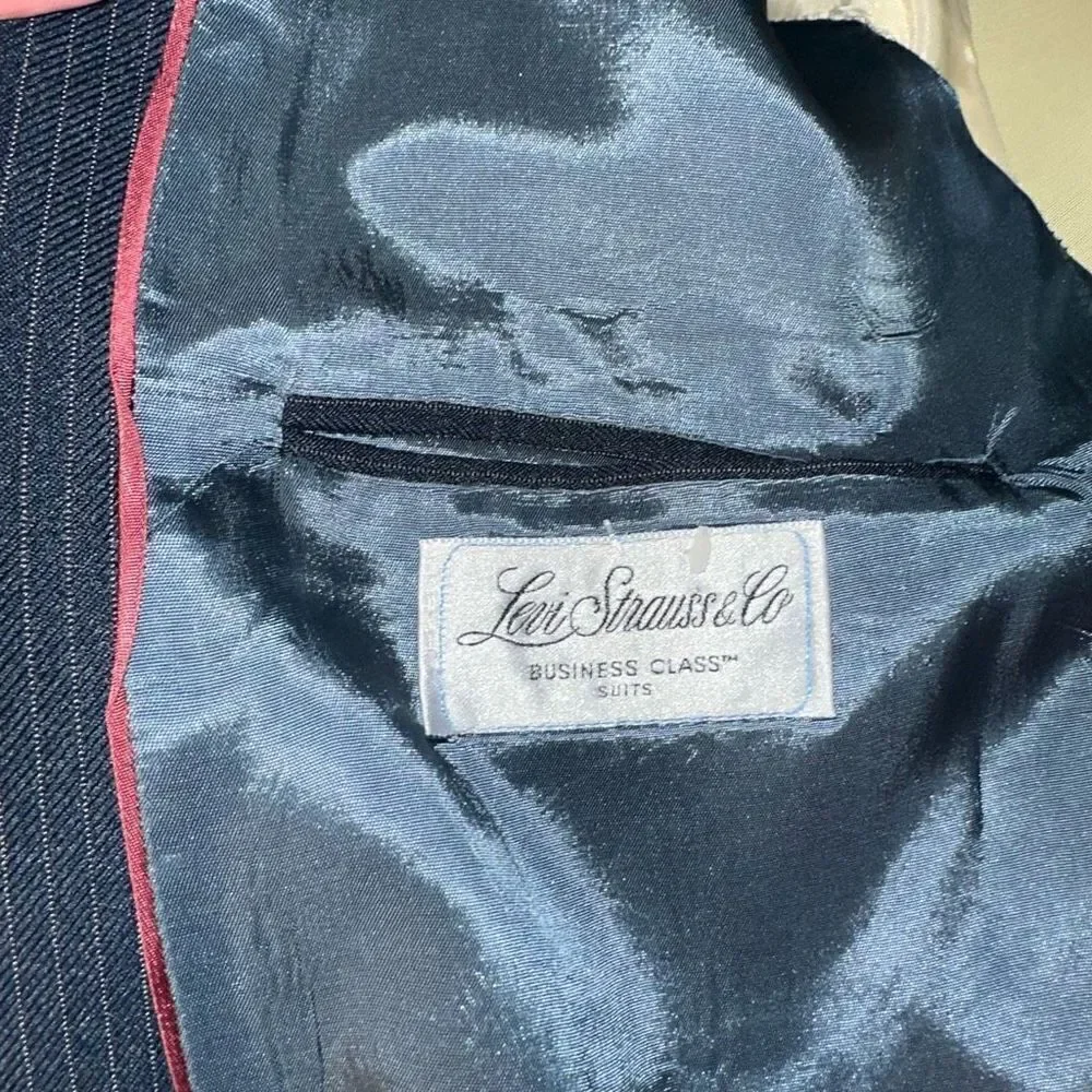 Vintage Levi Strauss & Co Navy Pinstriped Blazer Men’s‎ 46R Business Casual
